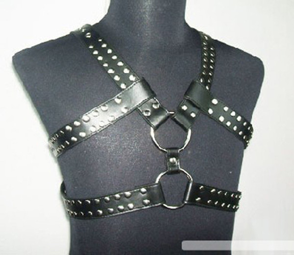 Free Shipping Fetish Male Bondage Leather Men's Chest Harness Restraint Set Adjustable Straps Bondage Fetish Costumes