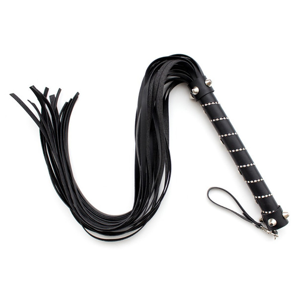 Free Shipping Sex Bondage PU Leather black Tassel Whip Sex Toys For Couple Adult Game Sexy Whip