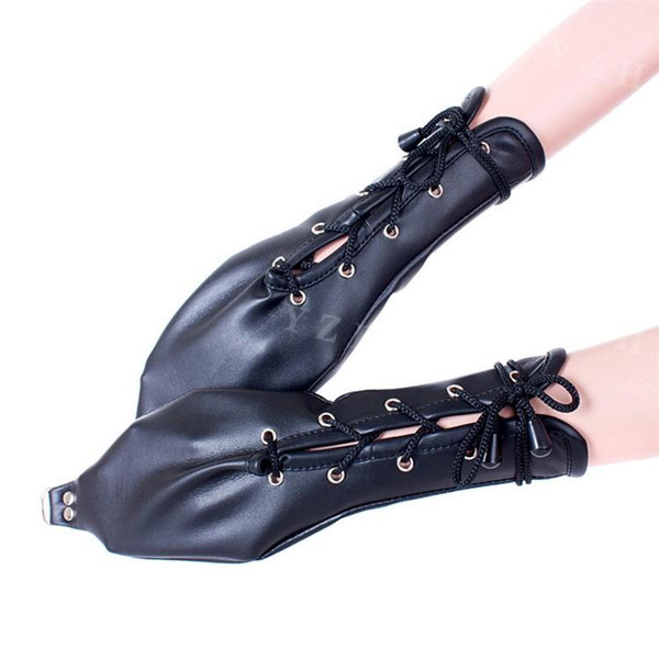 Female Sex Bondage Fetish Mitts Leather Sex Pony Play Game Toy Submission Training Hand Mitten with Padlock