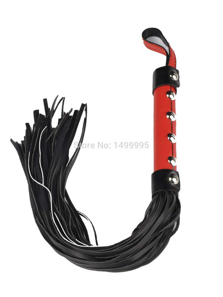 Sex Bondage PU Leather Flirt Toys black Lash Red Handle Sex Toys For Couple Adult Game Sexy Whip