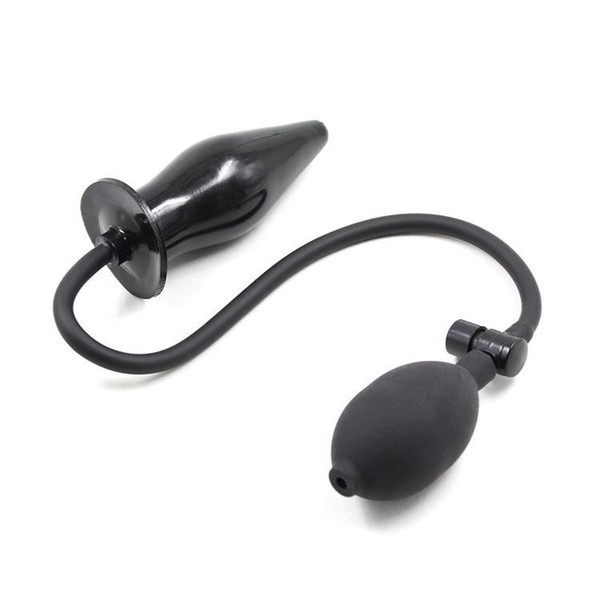 Sex GayToy Rubber Inflatable Anal/Butt Plug with Pump Fantasy Fetish Adult Game Bondage Gear Black