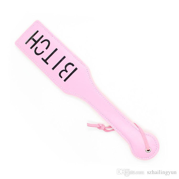 32cm Delicate Pu Leather Spanking Paddle, spanking paddle flogger whip, flirting whip, Fetish Role Play Kit with Word BITCH