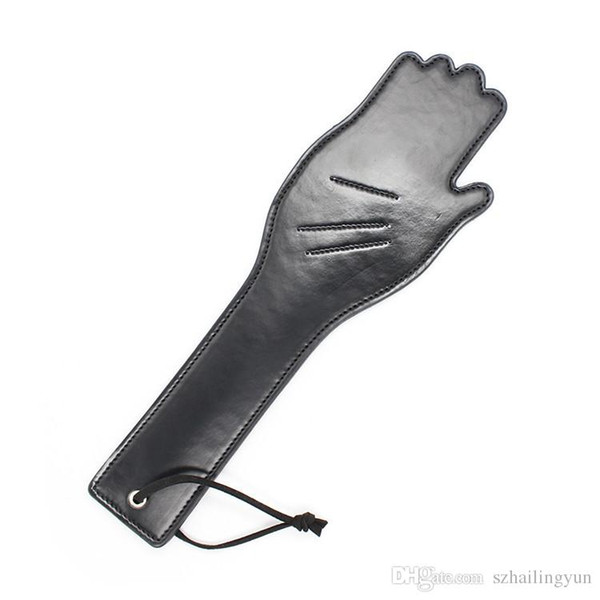 Sex Fetish Bondage Black Slapper Spanker Hand Shape Faux Leather Spanking Paddle Hand Design Novelty Whip