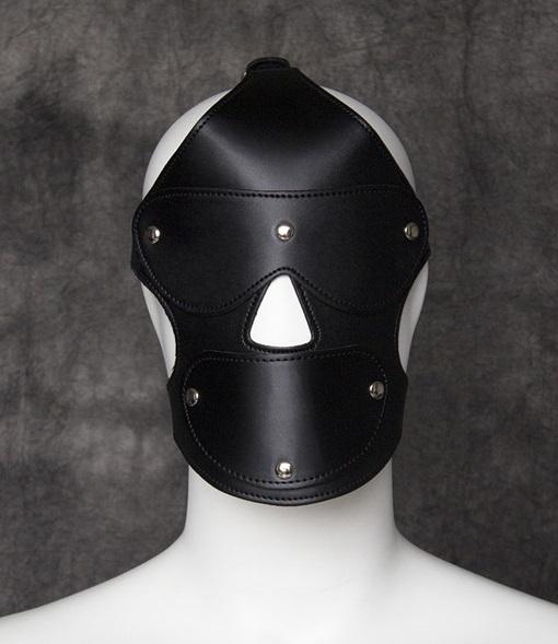 Sex Bondage Kinky Toys Head Harness PU Leather Gimp Mask Hood with Removable Mouth Ball Gag and Blindfold