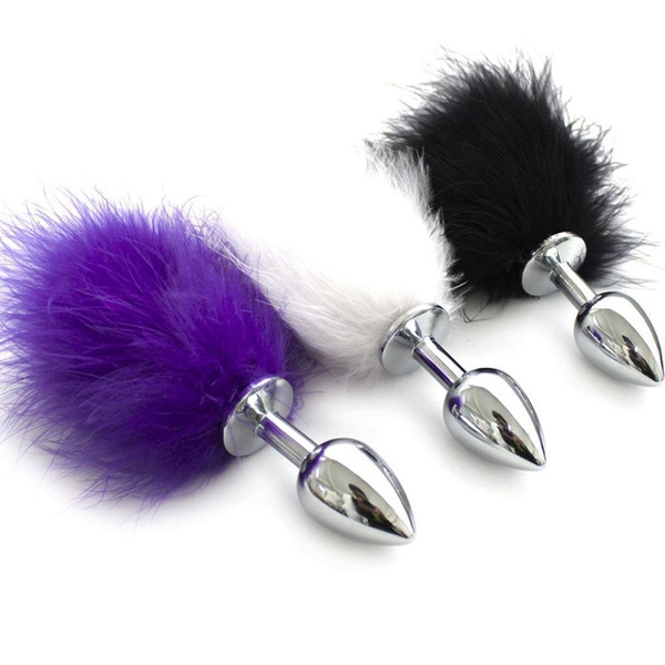 Adult Fantacy Pet Play Bunny Tail with Metal Butt/Anal Plug Pony Play Fetish Game Toy