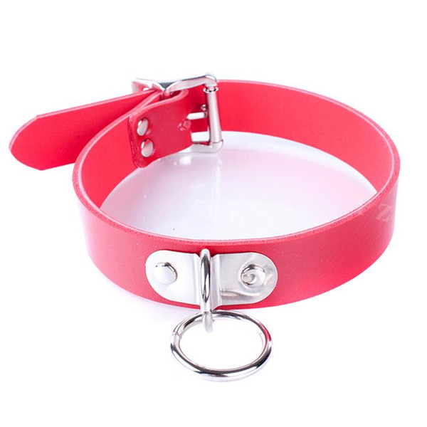 Sex bondage sexy new Female Lockable Red Choker Collar with D Ring Bondage Fetish Punk Stylish