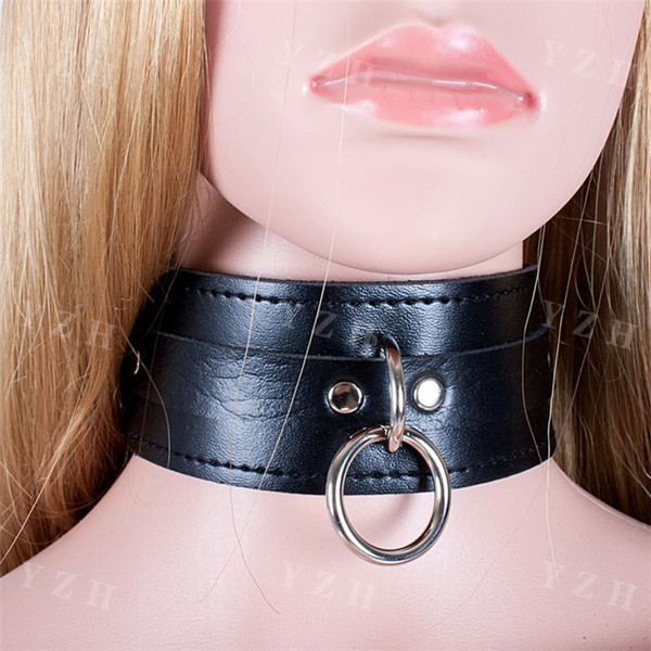 Elegant Fashion Adult PU Leather 3 Tier Lockable Calix Bondage Striped Collar Female Fetish Slave Trainer Toy