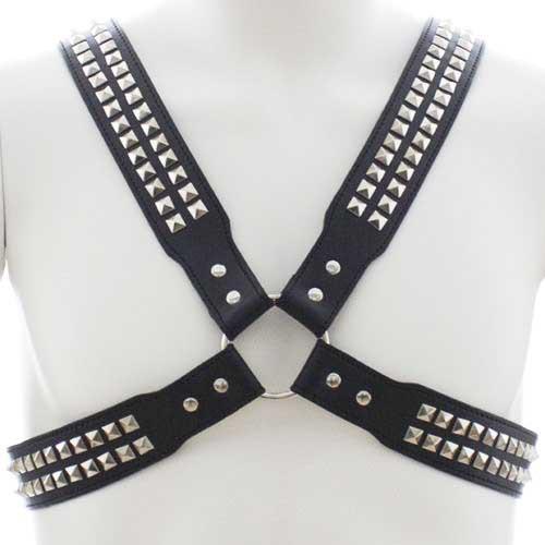 Delux Male Sex Bondage Upper Body Harness PU Leather with Metal Studs Fetish Wear Adult Fantasy Restraint Straps