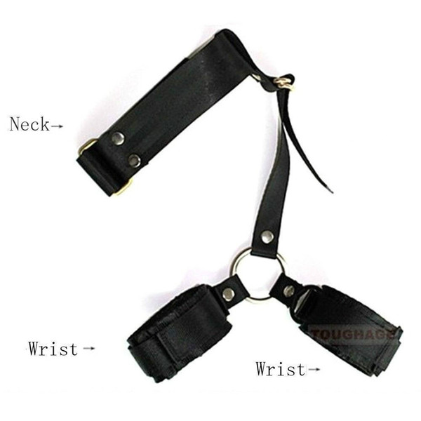 Adult Harness Bondage tied hands tied neck collar restraints fetish sex toys Wrist to Collar Back Position Restraint