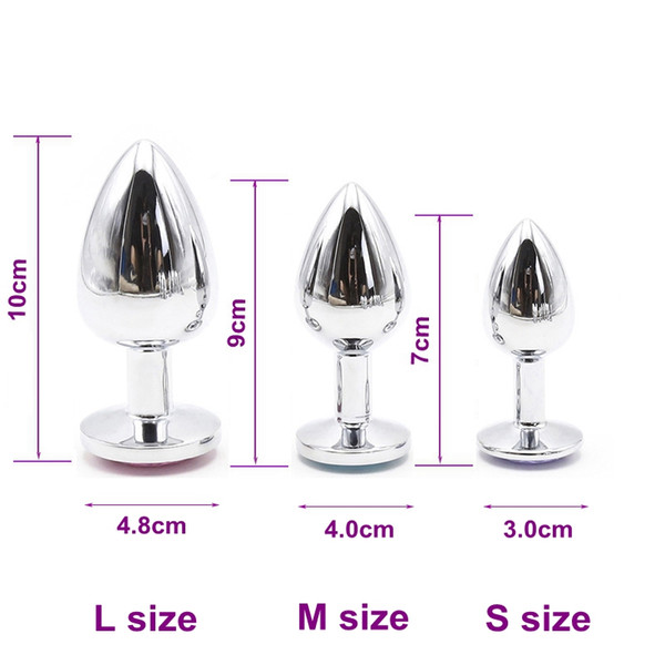 3 Sizes Luxury Jewelry Design Stainless Steel Anal Butt Plug Fantasy Alternative Toys SM 6 Colors Jewelry Butt Toys Stimulate