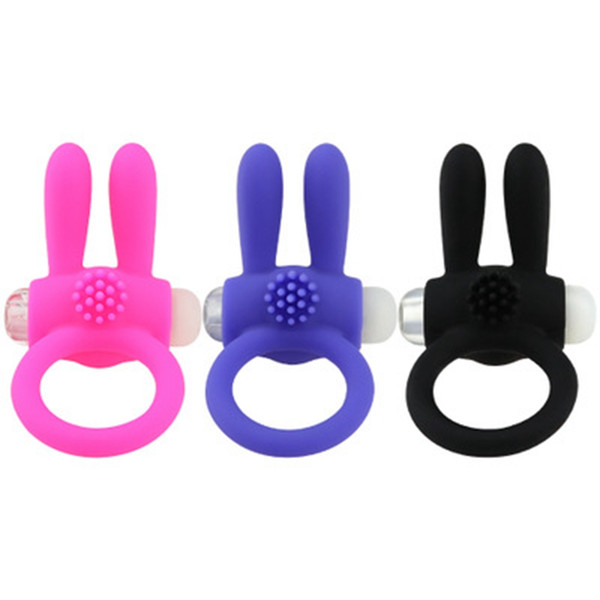 Vibrating Rabbit Cock Ring Sex Products Penis Rings Sex Toys Animal CockRing Silicone Pink Blue For Men With Retail Box DHL