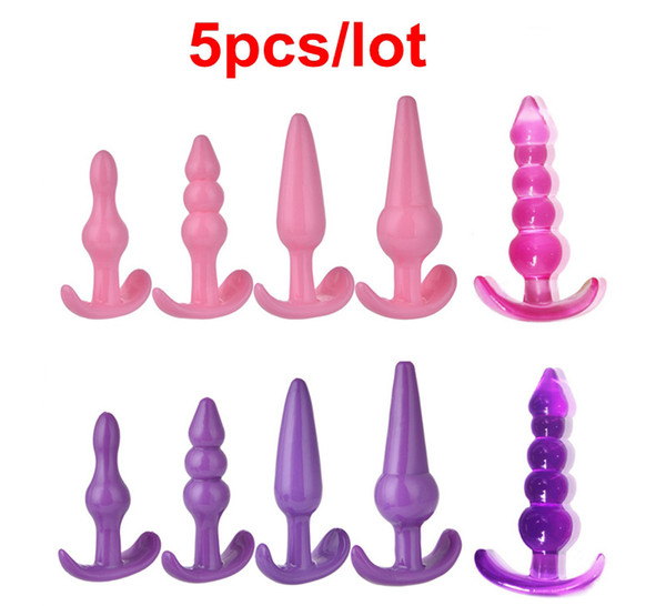 5pcs/lot Silicone Anal Toys Butt Plugs Anal Dildo Sex Toys products for Women Men Gay Sex Toys With Opp Bag Package