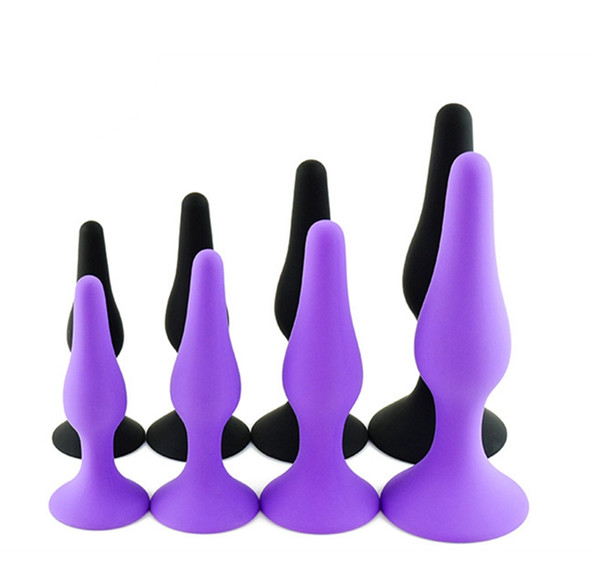 4pcs/set Silicone Anal Toys Butt Plugs Mini Dildo Sex Toys Products for Women Men Gay Beginners Purple Black Sex Toys