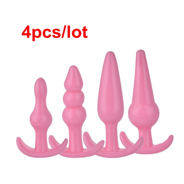 DHL 4pcs/lot Silicone Anal Toys Butt Plugs Anal Dildo Sex Toys products for Women Men Gay Sex Toys With Opp Bag Package