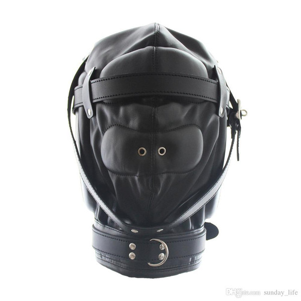 Free shipping Pink/Black PU Leather Breathable Stoma Fetish Bondage Sex Mask SN-GN0100