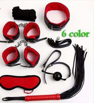 Sex Bondage Kit Set 7 Pcs Sexy Product Set Adult Games Toys Set Hand Cuffs Footcuff Whip Rope Blindfold Couples Erotic Toys