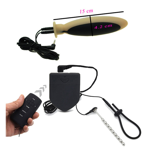 Wireless Remote Control Electric Shock Penis Ring/Anal Pulg Cock Rings Electric Shock Catheter Anal Butt Plug Sex Toys Sex Shop