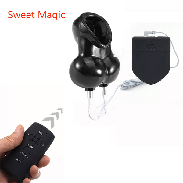 Sweet Magic Kit Electro Shock Wireless Remote Control Scrotum Ring Electro Sex Ball Stretcher Chastity Cage Cock Rings Male Medical Sex