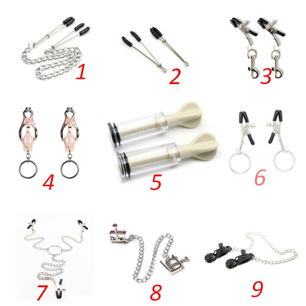 Hot sale 9 Style different Nipple Clamps Multi-functional Adjustable Stainless Steel Clips BDSM Adult Sex Toys For Women