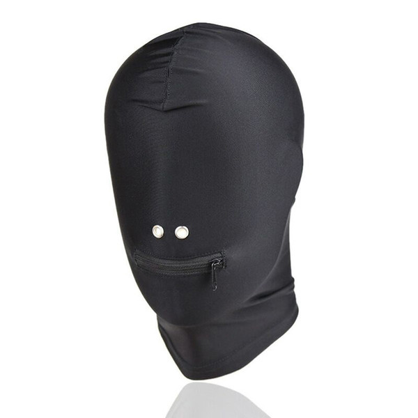 Sweet Magic Bondage Head Mask Fully Enclosed Zipper Mouth Black Fetish Hood Bondage Torture Cosplay Sex Toys For Women