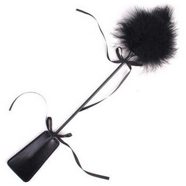 1PC Flirting Feather Black Soft Feather Flirting PU Leather Whip Erotic Toys Flogger for Couples SM Sex Adult Game Flirt Toys