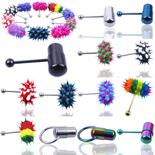 Special Design Vibrating Tongue Piercing 1.6*18*5mm Oral Sex Adult Sex Toys Barbell Stainless Steel Tongue Rings Body Jewelry Women Men