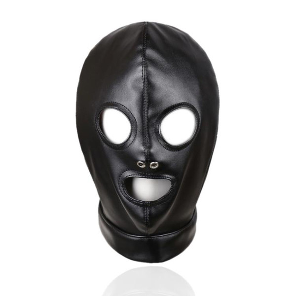 Sexy Bondage Leather Hood BDSM Erotic Sex Toy Open Mouth Eye BondageParty Mask Cosplay Slave punish Headgear Mask Adult Game Sex Products