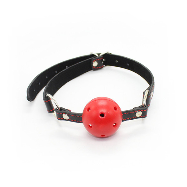 red hollow ball open mouth gag leather head harness bondage restraint adult fetish oral SM sex game toy for women men couple