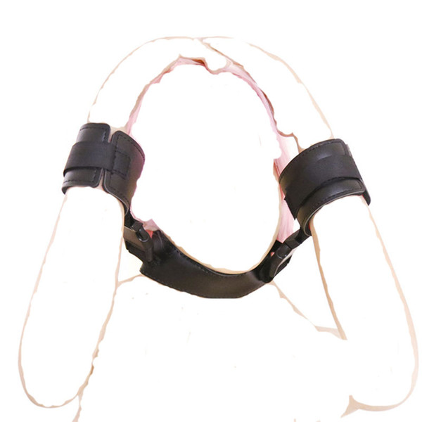 Fetish slave Black/Red leather collar chain handcuffs bondage restraints neck ring collar BDSM Fetish Bondage Restraint Kit