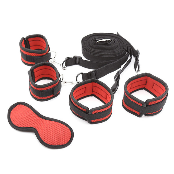 adult Sex Bed Bondage nylon BDSM Set Toys Restraints System Sex Handcuffs And Ankle Foot Cuffs Eye Mask Erotic Accessories Set