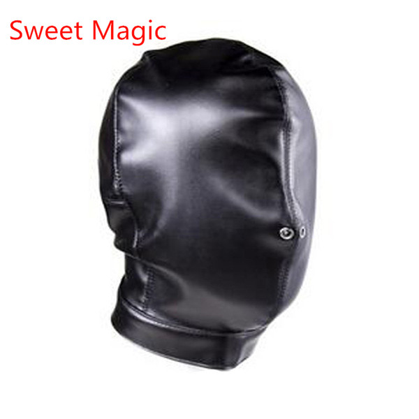 Sweet Magic Leather Fetish Bondage Accessories Fully Enclosed Head Mask Hood Mask Cosplay Headgear BDSM Erotic Sex Hood Adult Sex Toys