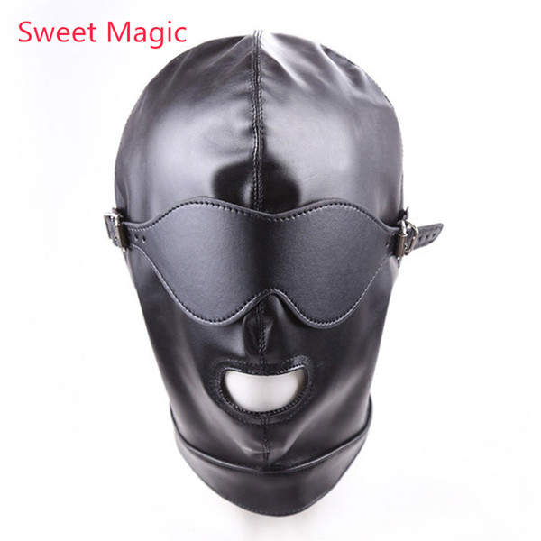 Sweet Magic Fetish Hood Leather BDSM Bondage Breathable Open Mouth Sex Mask Hood Toys Adult Games Sex Product For Couples