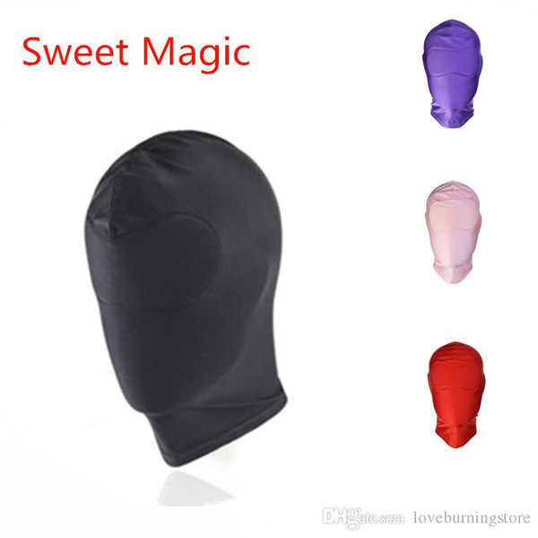 Sweet Magic Red/Black/Purple/Pink 4 Colors Fully Enclosed Cotton Breathable Blackout Bondage Hood Mask BDSM Headgear Sex Toys for Adult Game