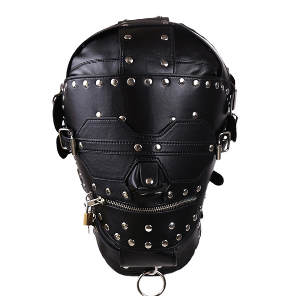 Sweet Magic Real Leather SM Sex Fetish Hood Bondage Mask Slave Sex Hood Full-Covered Restraints Bondage Accessories Sex Product For Couples