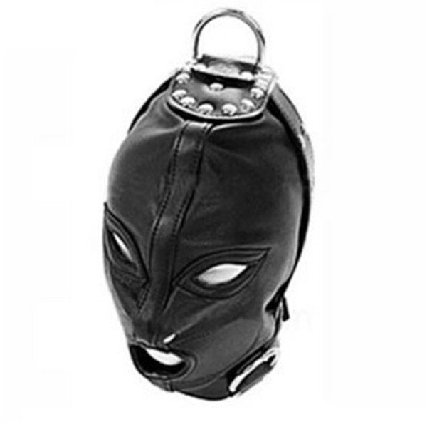 Sex Toys Sex Hood Mask Bondage Cap Pu Leather Eye Mask Slave Open Mouth And Eye Hood Toys For Adult Head Gear Products