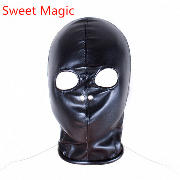 Sweet Magic Open Eyes Breathable Black Zipper BDSM Bondage Head Mask Fetish Half Cover Hood Mask Erotic Toys Adult Games