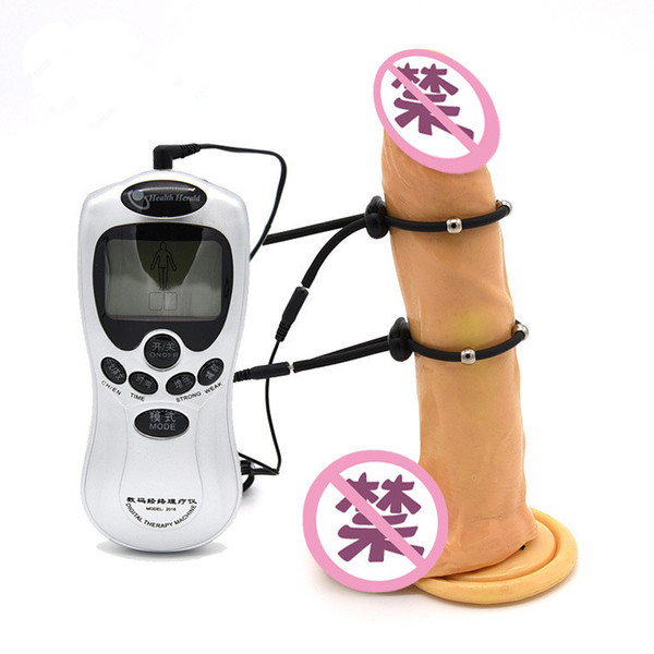 Male Penis Rings With Stainless Steel Beads Massage Cock Rings Electric Penis Stimulating Sex Toys, SM Play Electro Shock Kits