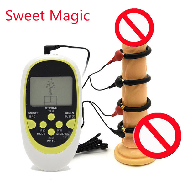 Sweet Magic Male Electro Shock Chastity Device Penis Rings Medical Themed Kits Electric Stimulate Enlargerment Cock Ring Sex Toys For Man