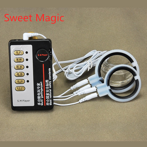 Sweet Magic Electric Shock Penis Ring Stimulator Expander Prolong Delay Ejaculation Physical Therapy Penis Pump Enlarger Sex Toys For Men