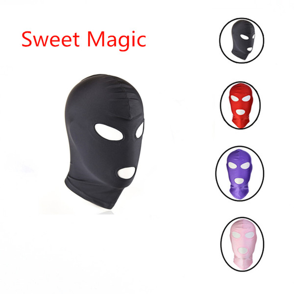 Sweet Magic Red/Black/Purple/Pink Open Mouth And Eyes Cotton Breathable Bondage Hood Mask BDSM Head Mask Sex Toys for Couples