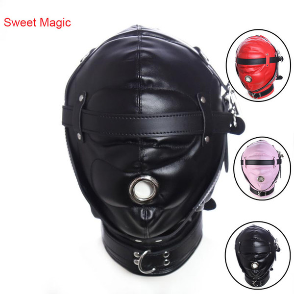 BDSM Bondage Slave Restraints Head Mask Hood Sex Product PU Leather Totally Enclosed For Couples Fetish Flirting Toys For Women And Men