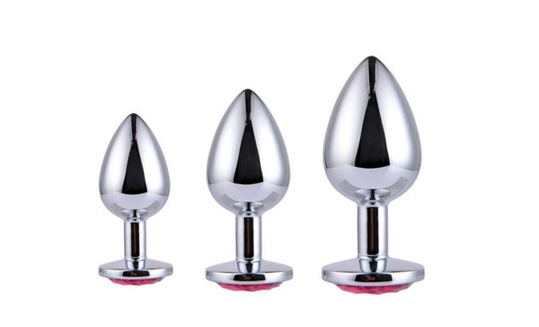 Unisex Butt Toys Plug Anal Silver Insert Stainless Steel Metal Plated Jeweled Sexy Stopper Anal toys For Women 3pcs/1set