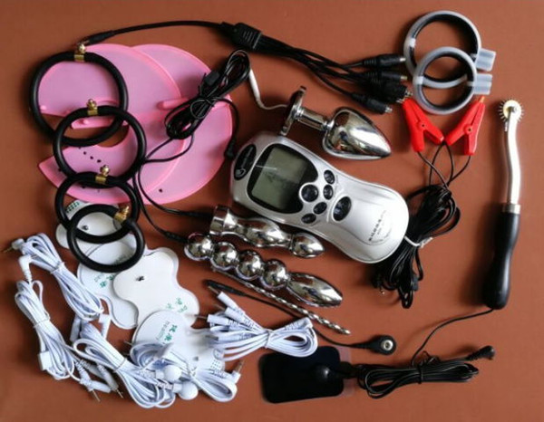 2017 Newest!!!Electro Sex Kit BDSM Toys Unisex Electric Shock Nipple Clamps Anal Plug Electrostimulation Clitoris Clip Fetish Sex Toys Elect