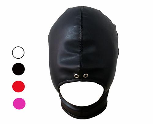 Black PU leather bdsm open mouth hood head harness mask fetish gear adult products play sex toys for couple slave bondage restraints