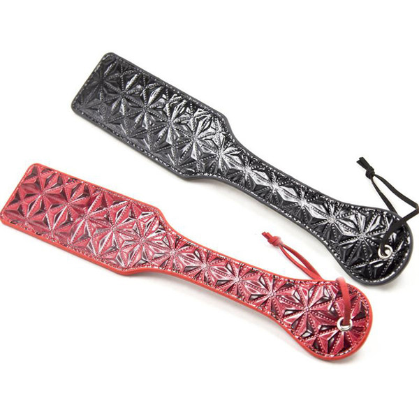 PU Leather Black/Red Diamand Grain Spanking Paddle Whip Cosplay BD028