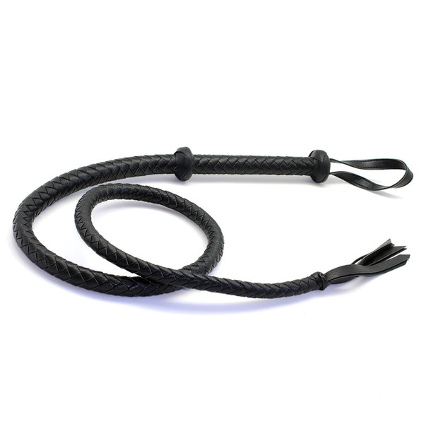 Black PU Faux Leather handmade bull whip,Flirting Spanking horse flogger, Fetish Bondage Erotic Sex Toy whip For Couple Slave Game