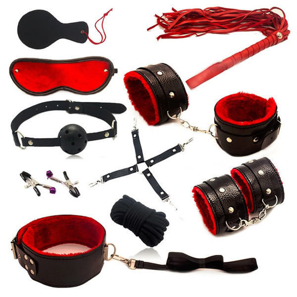 10 Pcs/set Leather Sex Bondage Fetish Kit Restraints Slave Sex Toys for Couple bdsm Bondage Handcuffs Fun Adult Games Sex Tools