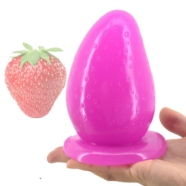 Big anal plug with suction cup strawberry butt plug anus massage partical huge 3