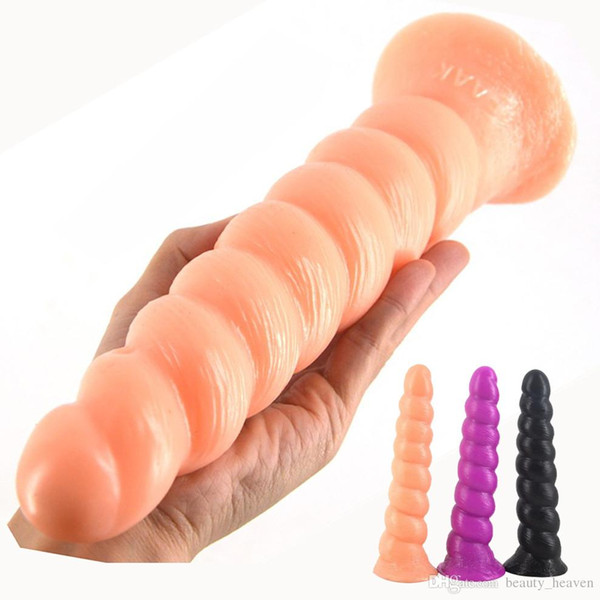 Female Masturbator Big Dildo Beads Spiral Anal Plug Realistic Penis Sex Toys Long Butt Stopper Vagina Stimulate Couple Flirting Toy