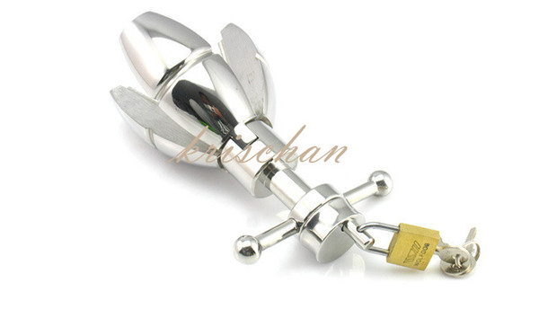 Quality 304 Stainless Steel Metal Openable Anal Plugs Heavy Anus Beads Lock with Handles Sex Toys Adult Products A050